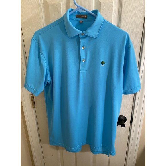 Peter Millar Summer Comfort Men's M Blue Short Sleeve Golf Polo Shirt 1920 Tree - Picture 1 of 11